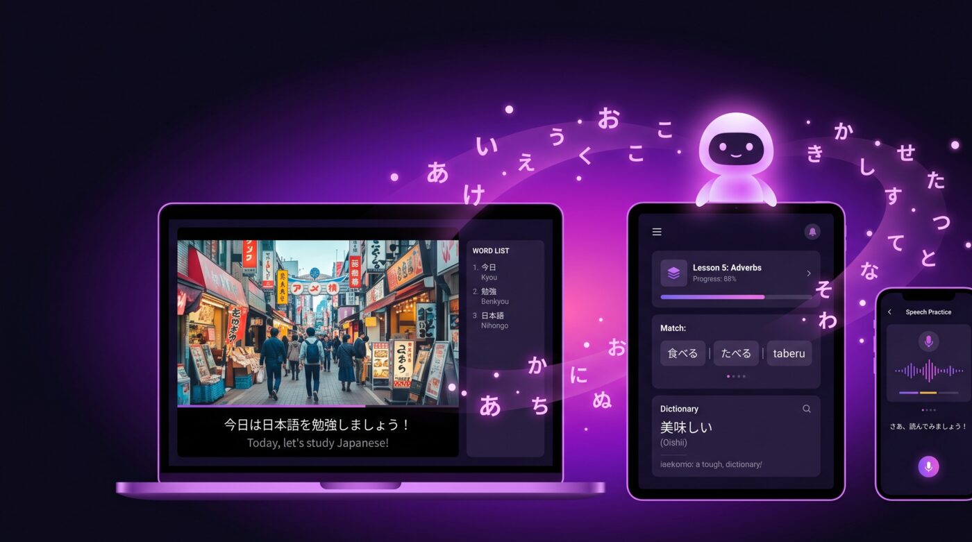 Learning Japanese with apps and native video immersion across devices